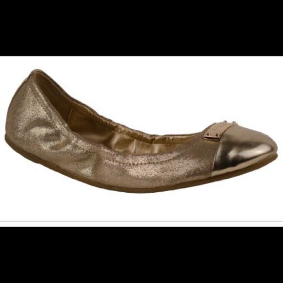 coach gold ballet flats